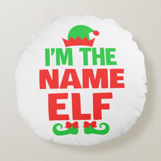 Personalized Christmas Elf ラウンドクッション (正面)