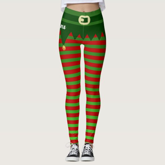 Personalized Christmas Elf Costume Leggings レギンス (正面)