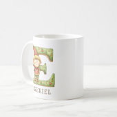 Personalized Christmas Elf Initial E Monogram コーヒーマグカップ (正面左)
