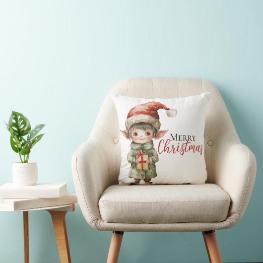Personalized Christmas Elf Pillow – Custom Holiday クッション (椅子)