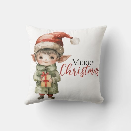 Personalized Christmas Elf Pillow – Custom Holiday クッション (裏面)