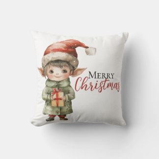 Personalized Christmas Elf Pillow – Custom Holiday クッション