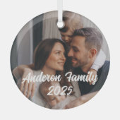 Personalized Christmas Family Custom Photo Text ガラスオーナメント (正面)