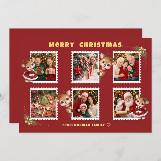 Personalized Christmas Flat Holiday Card シーズンカード (正面/裏面)