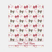 Personalized Christmas Fleece Blanket With Bows フリースブランケット (正面)