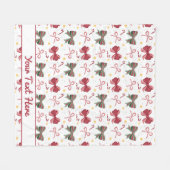 Personalized Christmas Fleece Blanket With Bows フリースブランケット (正面(横))