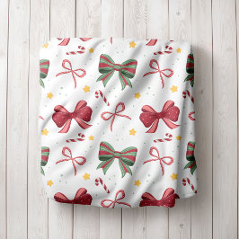 Personalized Christmas Fleece Blanket With Bows フリースブランケット