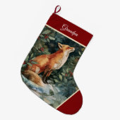 Personalized Christmas Fox Stocking, Festive ラージクリスマスストッキング (正面 (吊り時))