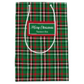 Personalized Christmas Gift Bags Tartan Monogram ミディアムペーパーバッグ (正面)