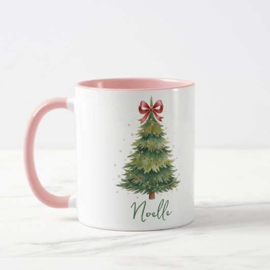 Personalized Christmas Gift -Ribboned Christmas Tr マグカップ (左)