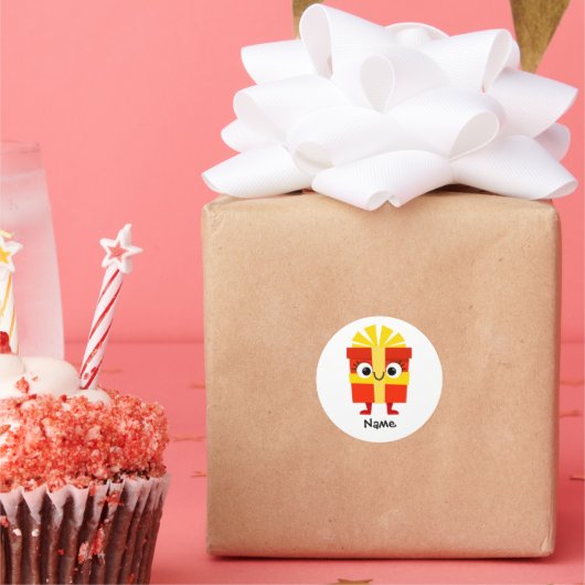 Personalized Christmas Gift Sticker – Custom Name  ラウンドシール (パーティー)