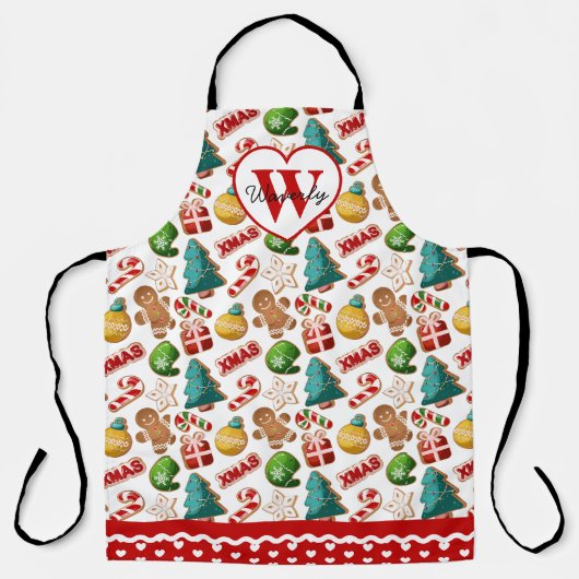 Personalized Christmas Gingerbread Cookies Baking エプロン (正面)