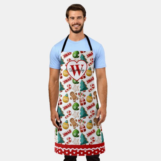 Personalized Christmas Gingerbread Cookies Baking エプロン (着用した状態)