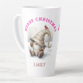 Personalized Christmas Gnome Watercolor カフェラテマグ (左アングル)
