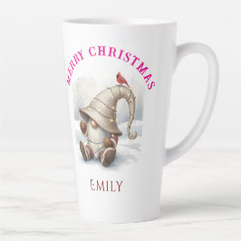 Personalized Christmas Gnome Watercolor カフェラテマグ