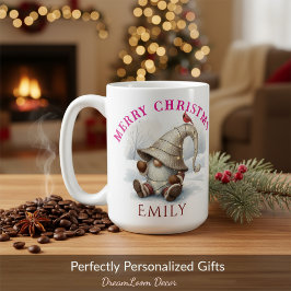 Personalized Christmas Gnome Watercolor コーヒーマグカップ