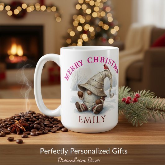 Personalized Christmas Gnome Watercolor コーヒーマグカップ