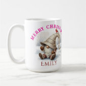Personalized Christmas Gnome Watercolor コーヒーマグカップ (左)