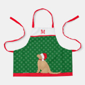 Personalized Christmas Golden Santa Dog Apron エプロン (正面)