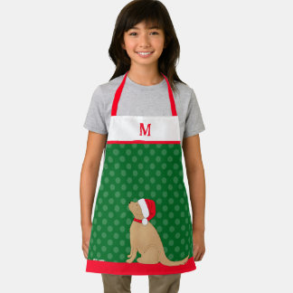 Personalized Christmas Golden Santa Dog Apron エプロン