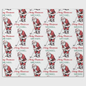 Personalized Christmas Golf Golfer Santa Claus  ラッピングペーパー (フラット)