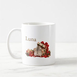 Personalized Christmas Hamster Exploring Gifts Mug コーヒーマグカップ