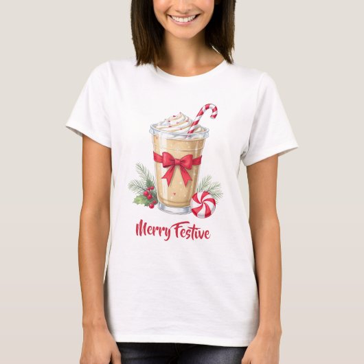 Personalized Christmas Holiday Iced Coffee Latte  Tシャツ (正面)