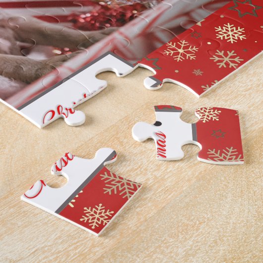 Personalized Christmas Holidays Photo ジグソーパズル (側面)