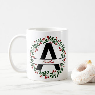 Personalized Christmas Letter Name Custom Initial コーヒーマグカップ