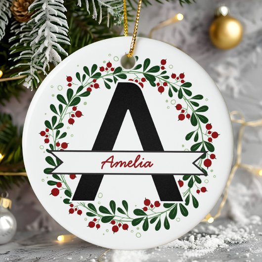 Personalized Christmas Letter Name Custom Initial セラミックオーナメント