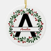 Personalized Christmas Letter Name Custom Initial セラミックオーナメント (正面)