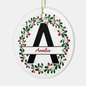 Personalized Christmas Letter Name Custom Initial セラミックオーナメント (左)