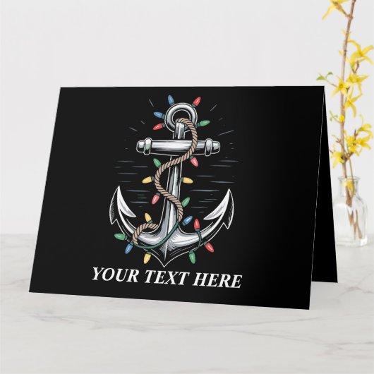 Personalized Christmas Lights Boating Sailing  カード (黄色い花)