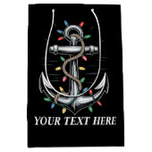 Personalized Christmas Lights Boating Sailing ミディアムペーパーバッグ (正面)