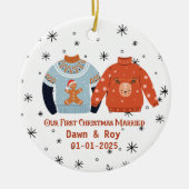 Personalized Christmas Married Ornament, Custom  セラミックオーナメント (正面)