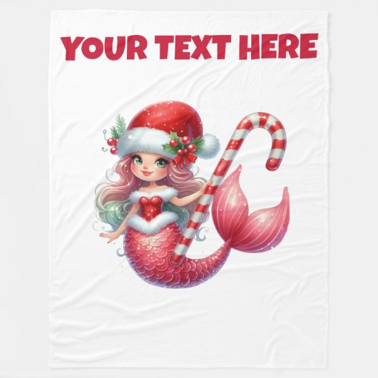 Personalized Christmas Mermaid Baby Fleece Blanket フリースブランケット (正面)