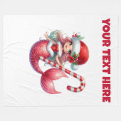 Personalized Christmas Mermaid Baby Fleece Blanket フリースブランケット (正面(横))