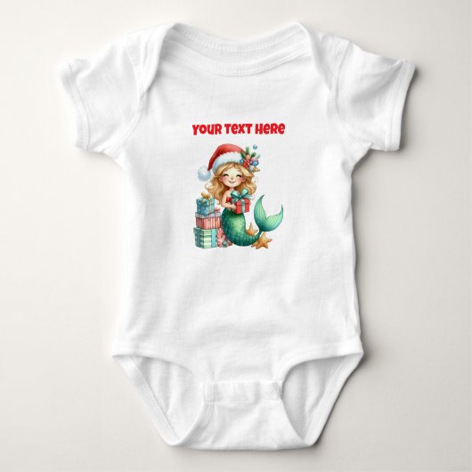 Personalized Christmas Mermaid Baby's Bodysuit ベビーボディスーツ (正面)