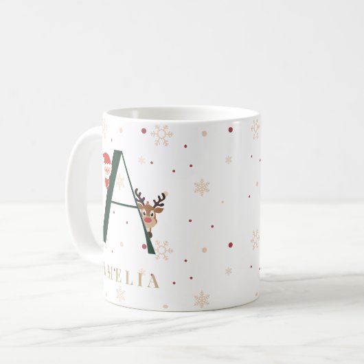 Personalized Christmas Monogram A Mug コーヒーマグカップ (正面左)