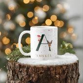Personalized Christmas Monogram A Mug コーヒーマグカップ