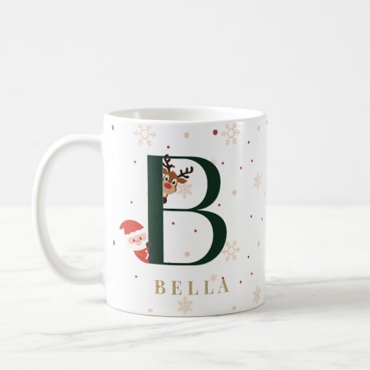 Personalized Christmas Monogram B Mug コーヒーマグカップ (左)
