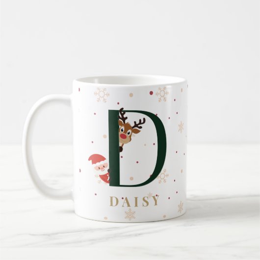 Personalized Christmas Monogram D Mug コーヒーマグカップ (左)