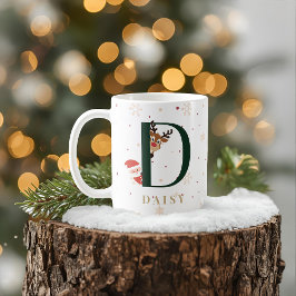 Personalized Christmas Monogram D Mug コーヒーマグカップ