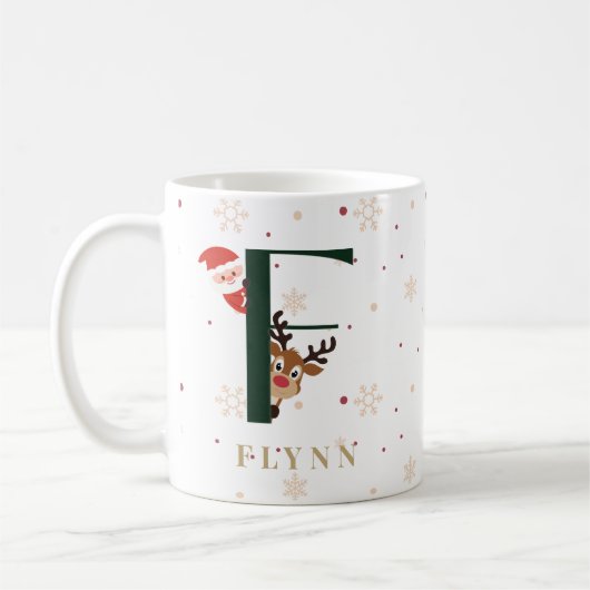 Personalized Christmas Monogram F Mug コーヒーマグカップ (左)