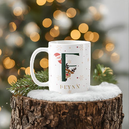 Personalized Christmas Monogram F Mug コーヒーマグカップ