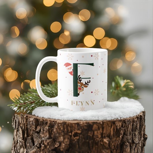 Personalized Christmas Monogram F Mug コーヒーマグカップ