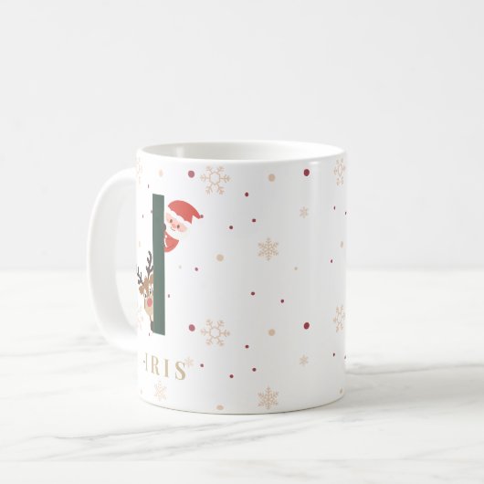 Personalized Christmas Monogram I Mug コーヒーマグカップ (正面左)