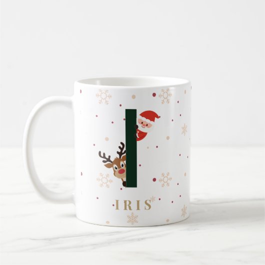 Personalized Christmas Monogram I Mug コーヒーマグカップ (左)