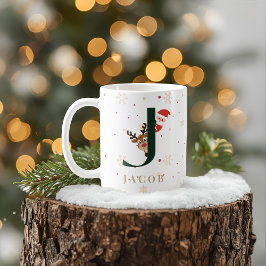 Personalized Christmas Monogram J Mug コーヒーマグカップ