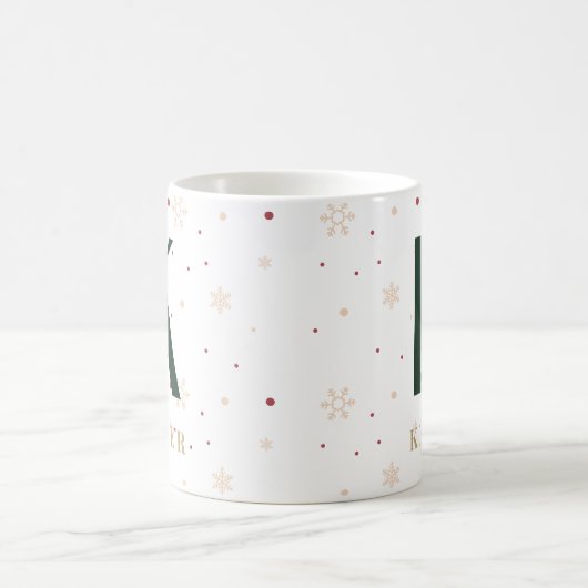 Personalized Christmas Monogram K Mug コーヒーマグカップ (中央)